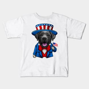 Fourth of July Black Labrador Retriever Kids T-Shirt